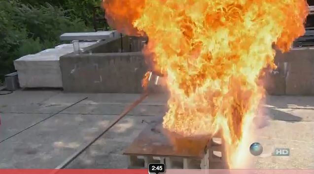 What happens when you pour water on hot oil?