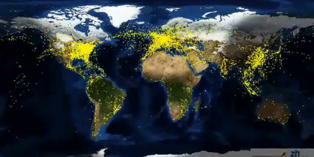 World Air Traffic for 24 Hours.